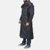Cowhide Black-Hooded Leather Trench Coat - Image 3