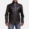 Men's Brown Leather Jacket - Image 2