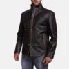 Men's Brown Leather Jacket - Image 4