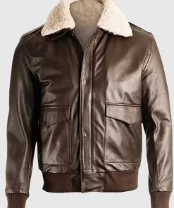 Mens-Brown-Leather Shearling-Jacket