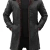 Men’s Bomber Shearling Leather Black Coat - Image 2