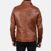 Men's Distressed Waffle Brown Leather Jacket - Image 3