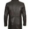 Mens Distressed Dark Brown Leather Car Coat - Image 3