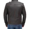 Men's Distressed Ruboff Brown Cafe Racer Leather Jacket - Image 3
