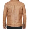 Distressed Waxed Yellow Casual Vintage Leather Jacket - Image 3