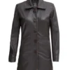 Women Distressed Dark Brown Leather Coat - Image 3