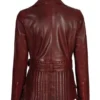 Women’s Asymmetrical Fitted Burgundy Leather Jacket - Image 3