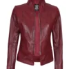 Womens-Slim-Fit-Distressed-Maroon-Leather-Jacket