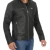 Frank Men's Black Snuff Cafe Racer Distressed Leather Jacket - Image 3