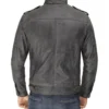 Mens Cafe Racer Light Grey Distressed Leather Jacket - Image 2