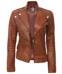 brown leather motorcycle jacket