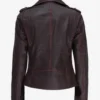 Kirsten Women’s Dark Brown Moto Leather Jacket - Image 3