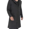 lond winter wool coat with hood for mens