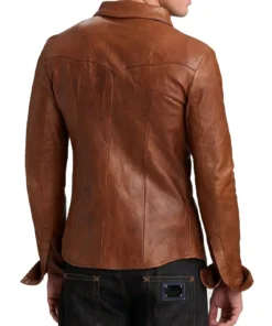 Brown Leather Shirt for Men's