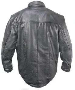 black leather shirt genuine for men