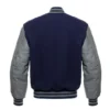 grey and blue varsity jackets