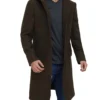 mens jackson olive green long wool coat with attached hood