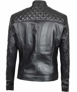 Quilted Womens Black Biker Leather Jacket