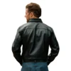 black faux leather button up shirt