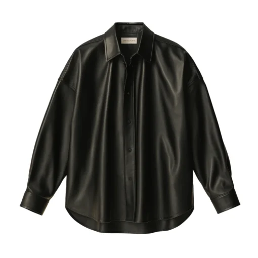 black leather oversized shirt