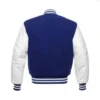 blue and white varsity jacket