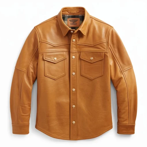 brown leather shirt