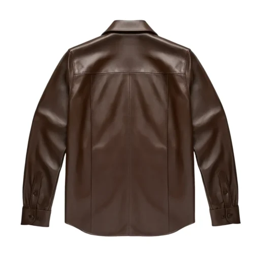 chocolate brown leather shirt mens