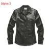 leather button down shirt
