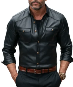 leather collar shirt