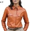 Orange Leather Shirt - Image 2