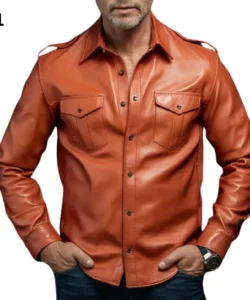 orange leather shirt
