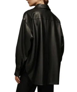 oversized leather shirt jacket