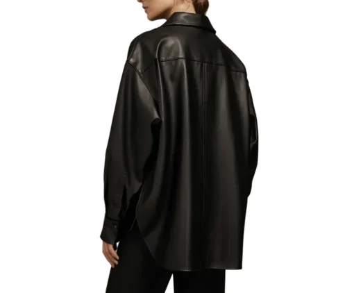 oversized leather shirt jacket