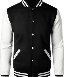 black and white varsity jacket