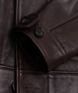 Brown Leather Cossack Jacket sleeve