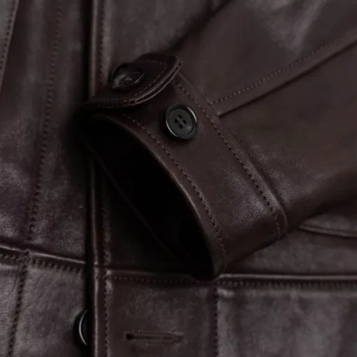 Brown Leather Cossack Jacket sleeve