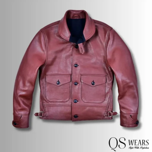 Leather Cossack Jacket  front