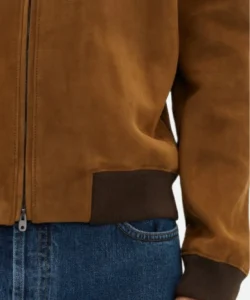 tej parker brown suede leather jacket back