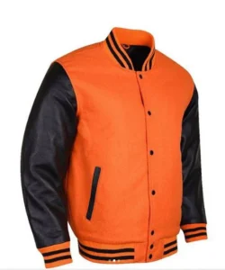 Orange and Black Varsity Jacket side