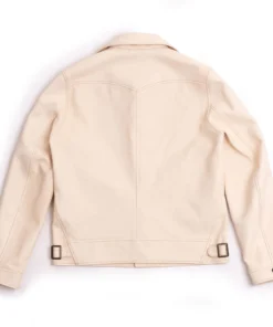 White Leather Cossack Jacket back