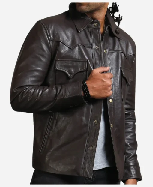 governor leather jacket side