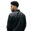 mens black leather shirt