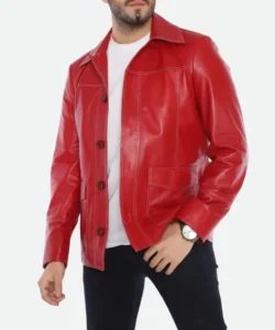 Brad Pitt red leather jacket