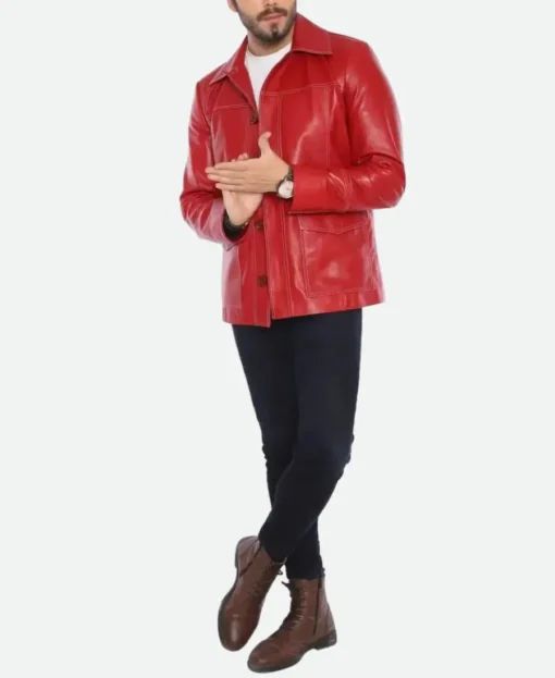 Brad Pitt red leather jacket Fight Club