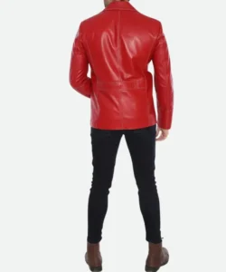 Brad Pitt red leather jacket Fight Club men
