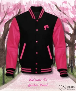 barbie black and pink varsity jacket