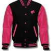 black and pink letterman jacket