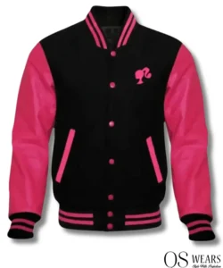 black and pink letterman jacket