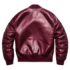 burgundy leather bomber jacket