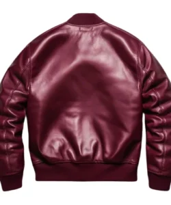 burgundy leather bomber jacket